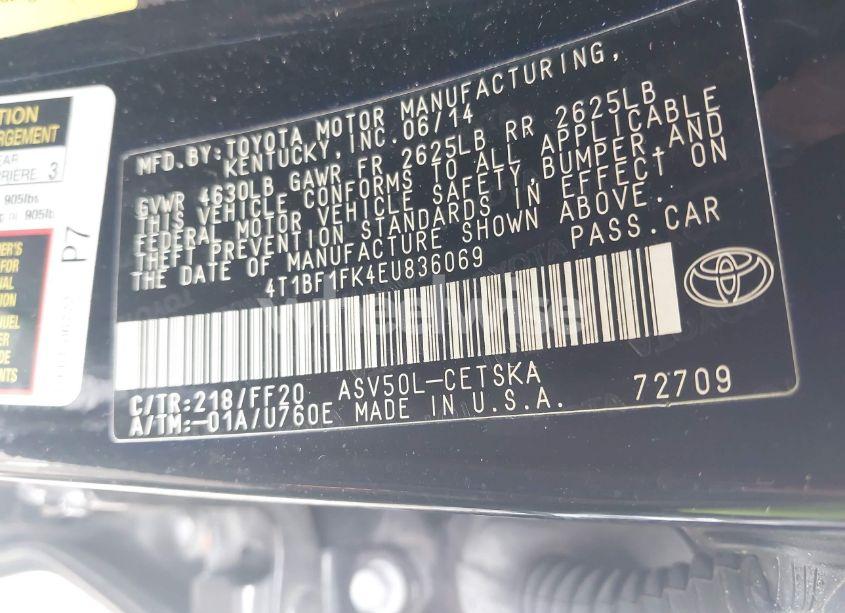 Photo 9 of 2014 Toyota Camry SE (VIN 4T1BF1FK4EU836069)