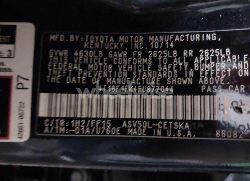 Photo 9 of 2015 Toyota Camry SE (VIN 4T1BF1FK4FU877044)