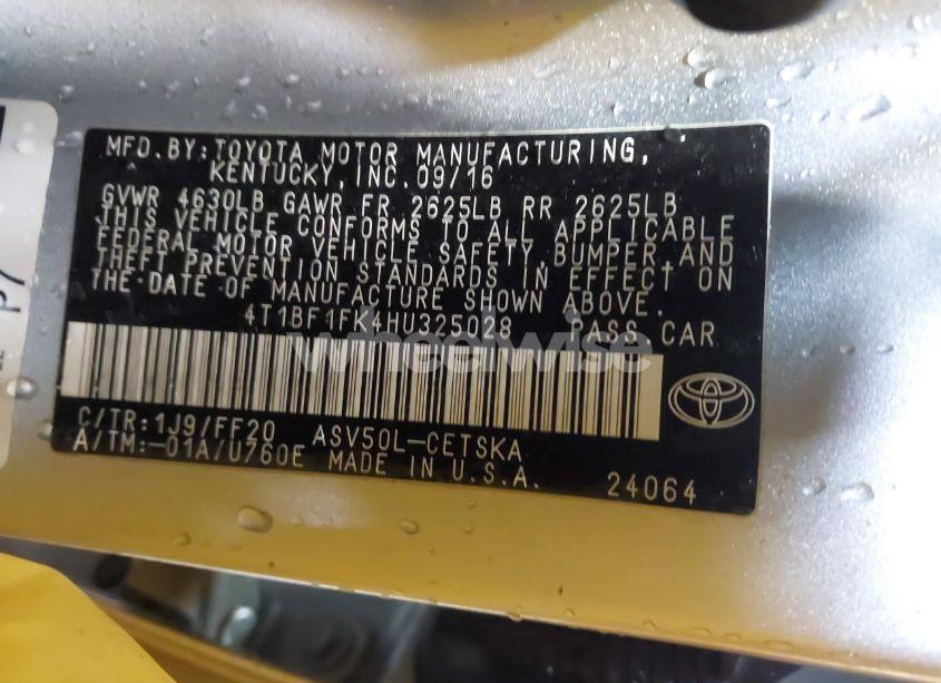 Photo 9 of 2017 Toyota Camry SE (VIN 4T1BF1FK4HU325028)