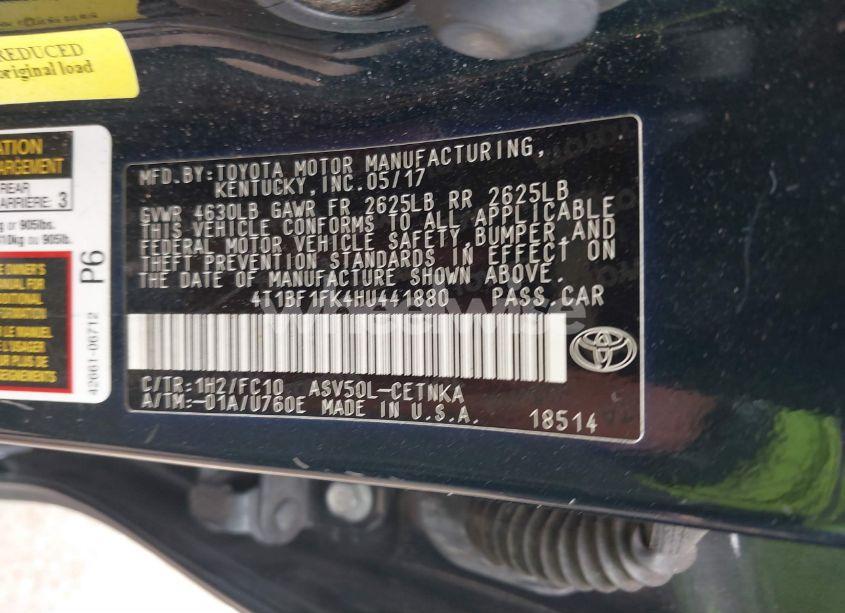 Photo 9 of 2017 Toyota Camry LE (VIN 4T1BF1FK4HU441880)