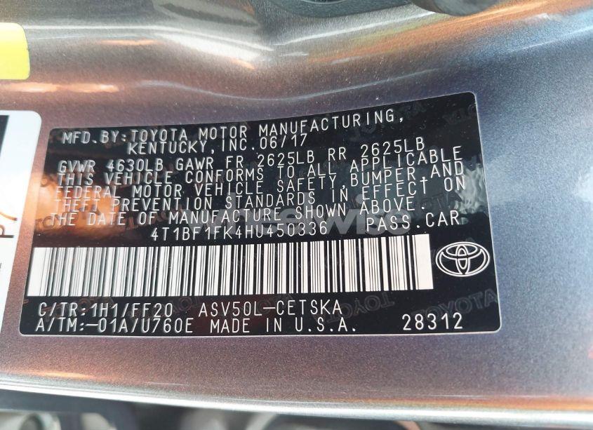 Photo 9 of 2017 Toyota Camry SE (VIN 4T1BF1FK4HU450336)