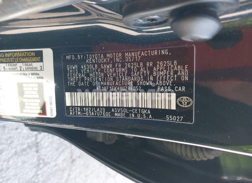 Photo 9 of 2017 Toyota Camry XLE (VIN 4T1BF1FK4HU786052)