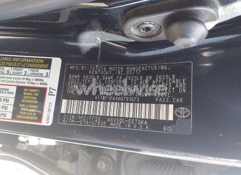 Photo 9 of 2017 Toyota Camry SE (VIN 4T1BF1FK4HU791073)