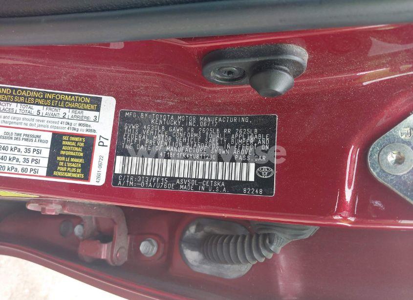 Photo 9 of 2017 Toyota Camry SE (VIN 4T1BF1FK4HU811290)