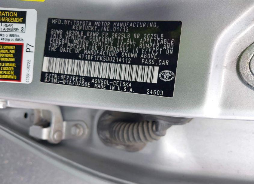 Photo 9 of 2013 Toyota Camry SE (VIN 4T1BF1FK5DU214112)