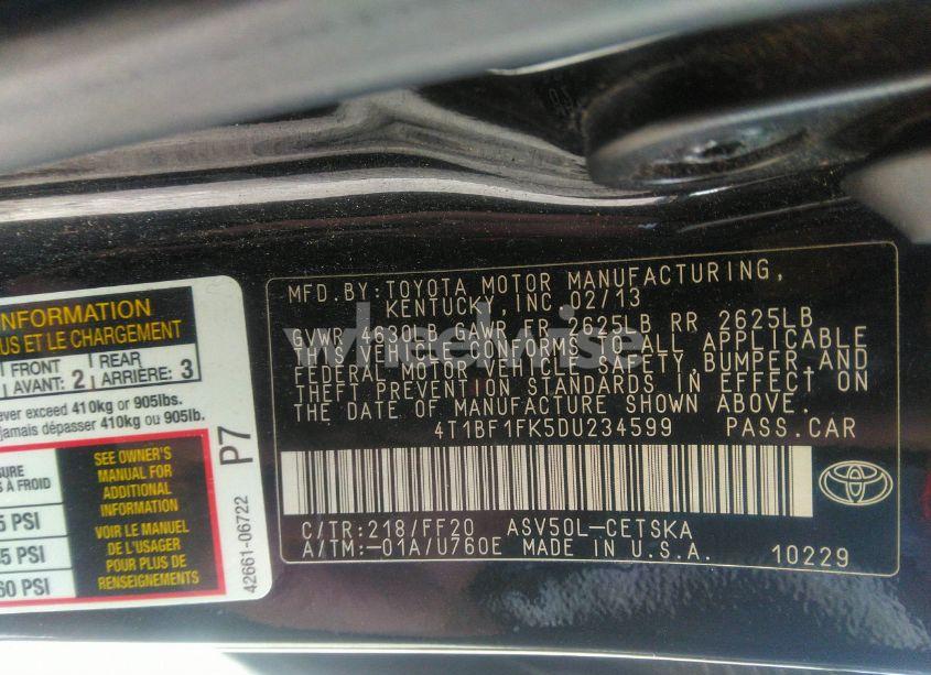 Photo 9 of 2013 Toyota Camry SE (VIN 4T1BF1FK5DU234599)