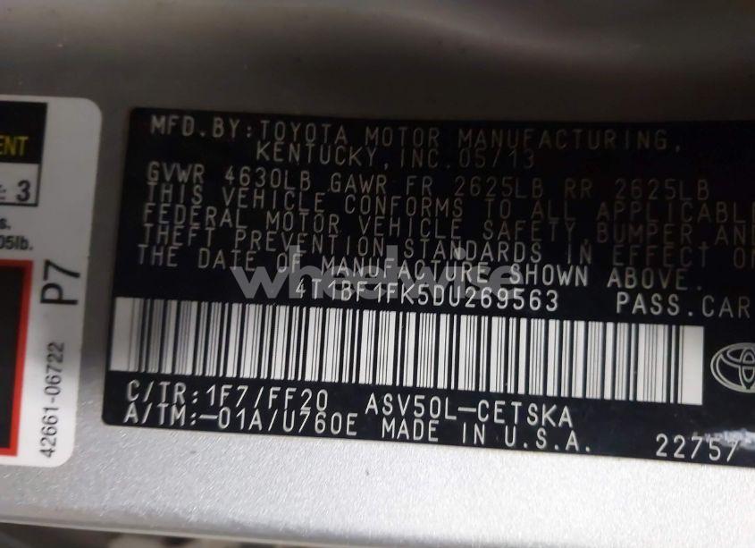 Photo 9 of 2013 Toyota Camry SE (VIN 4T1BF1FK5DU269563)