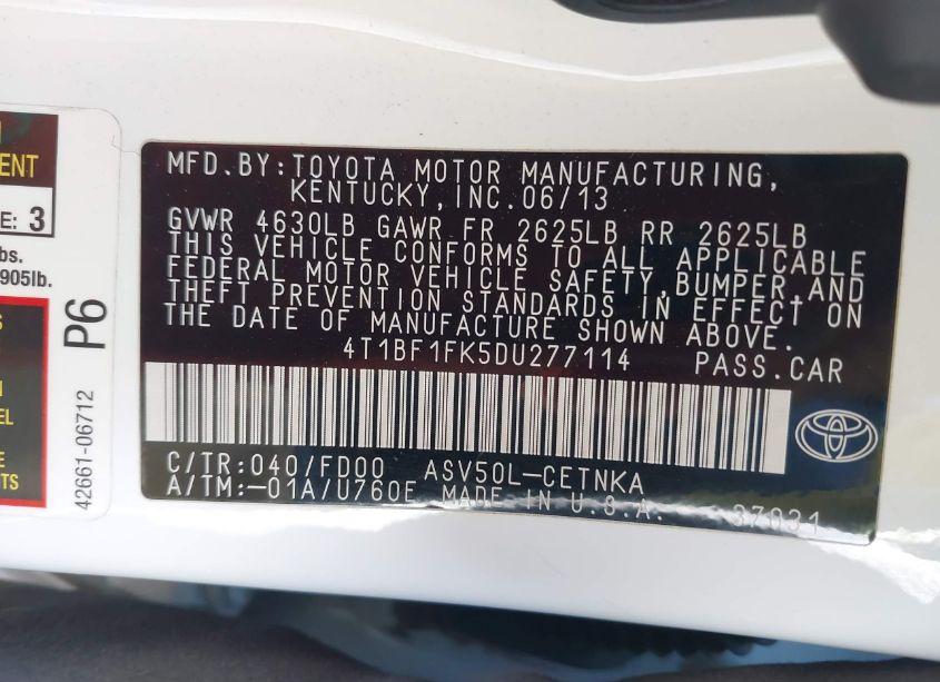 Photo 9 of 2013 Toyota Camry LE (VIN 4T1BF1FK5DU277114)