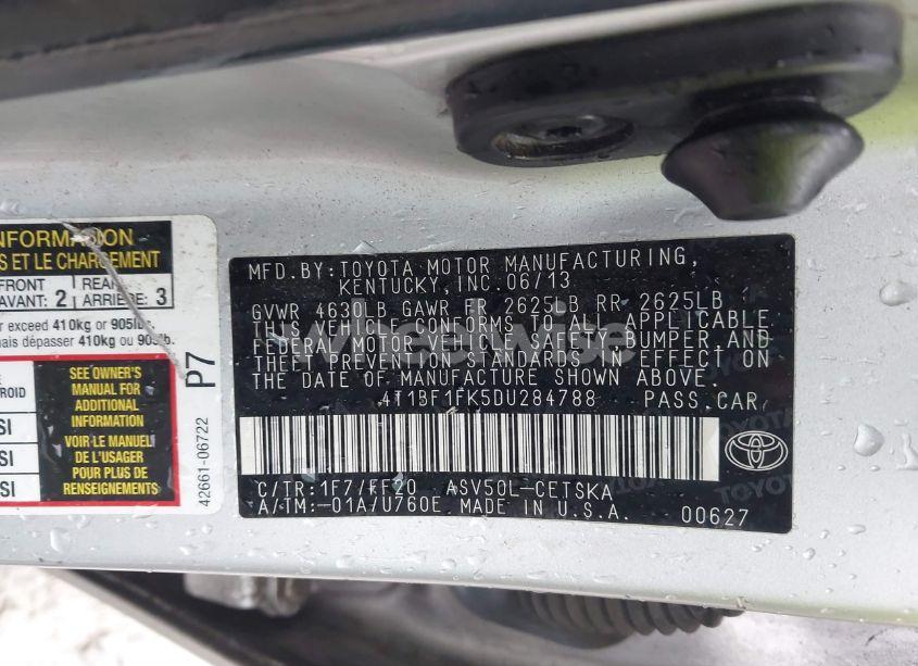 Photo 9 of 2013 Toyota Camry SE (VIN 4T1BF1FK5DU284788)