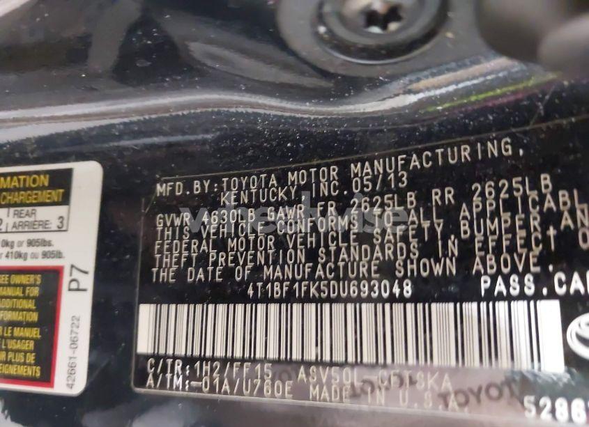 Photo 9 of 2013 Toyota Camry SE (VIN 4T1BF1FK5DU693048)