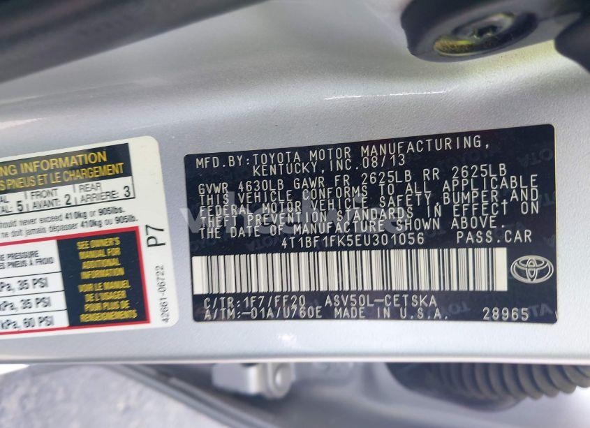 Photo 9 of 2014 Toyota Camry SE (VIN 4T1BF1FK5EU301056)