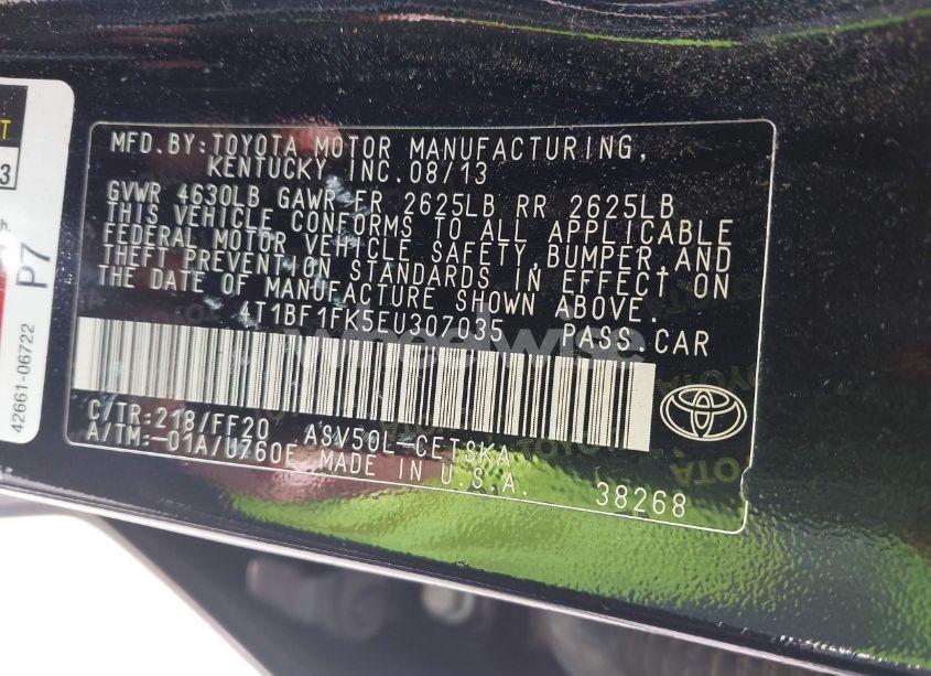 Photo 9 of 2014 Toyota Camry SE (VIN 4T1BF1FK5EU307035)