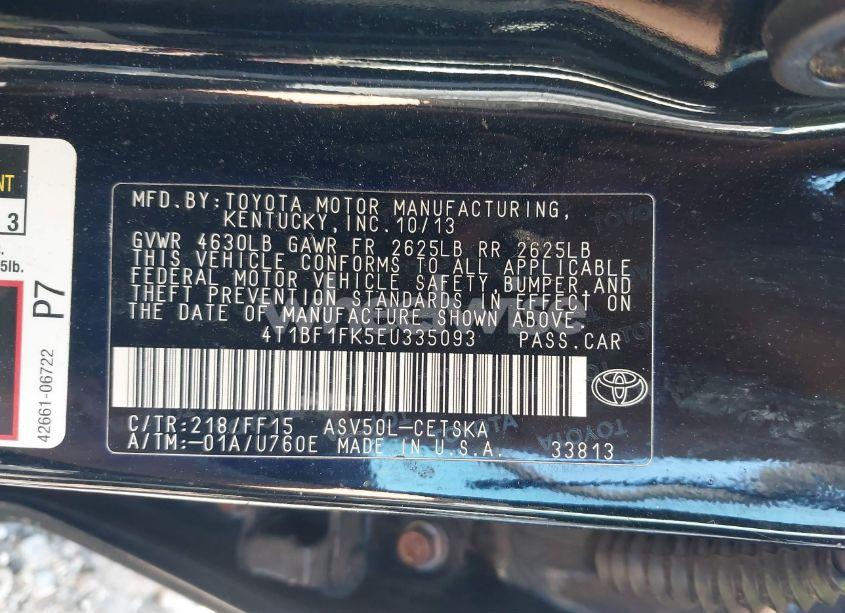 Photo 9 of 2014 Toyota Camry SE (VIN 4T1BF1FK5EU335093)