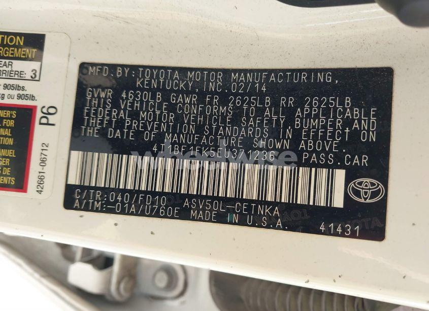 Photo 9 of 2014 Toyota Camry LE (VIN 4T1BF1FK5EU371236)