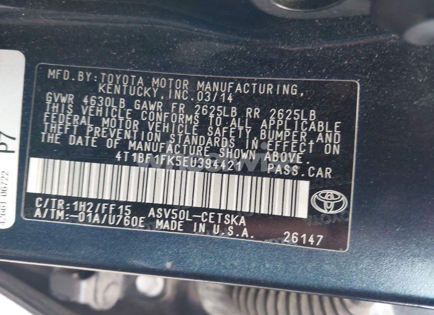 Photo 9 of 2014 Toyota Camry SE (VIN 4T1BF1FK5EU394421)