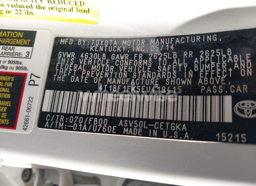 Photo 9 of 2014 Toyota Camry XLE (VIN 4T1BF1FK5EU419415)