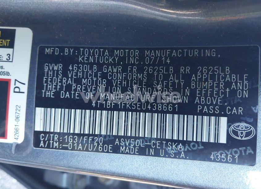 Photo 9 of 2014 Toyota Camry SE (VIN 4T1BF1FK5EU438661)