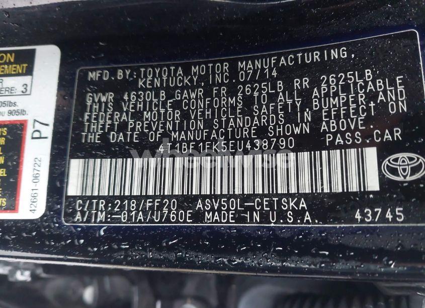 Photo 9 of 2014 Toyota Camry SE (VIN 4T1BF1FK5EU438790)