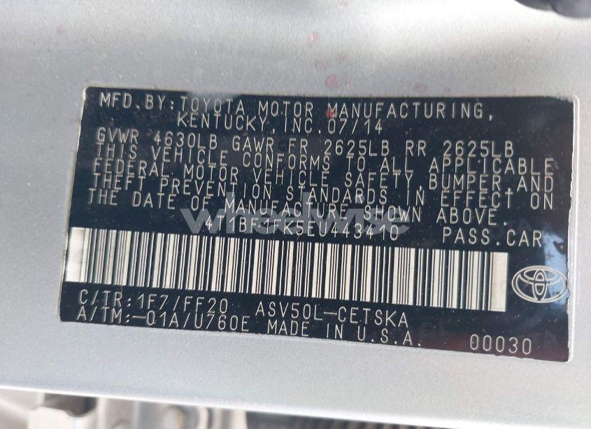 Photo 9 of 2014 Toyota Camry SE (VIN 4T1BF1FK5EU443410)