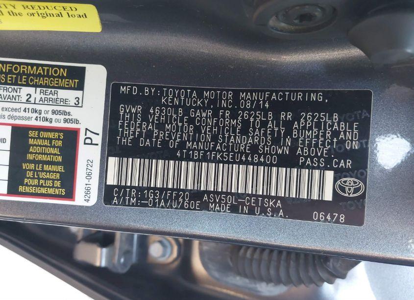Photo 9 of 2014 Toyota Camry SE (VIN 4T1BF1FK5EU448400)