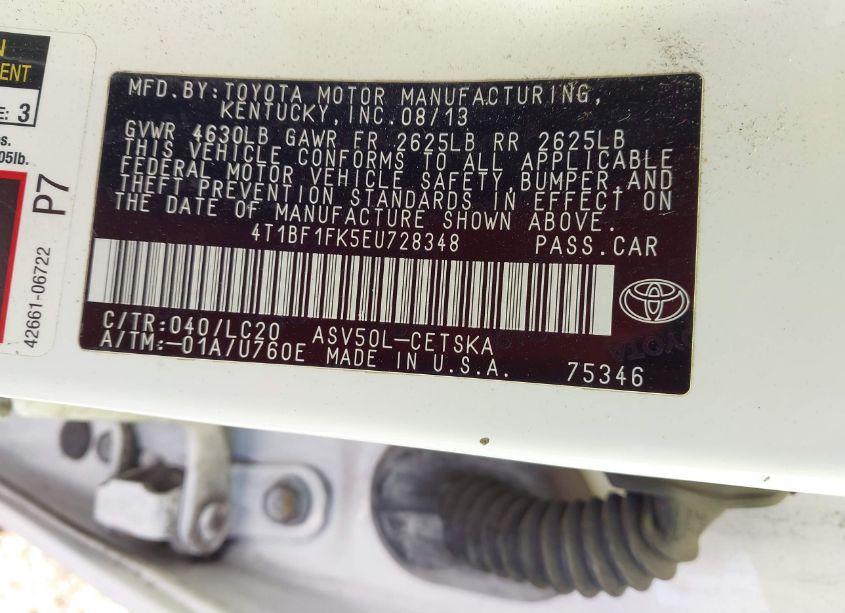 Photo 9 of 2014 Toyota Camry SE (VIN 4T1BF1FK5EU728348)