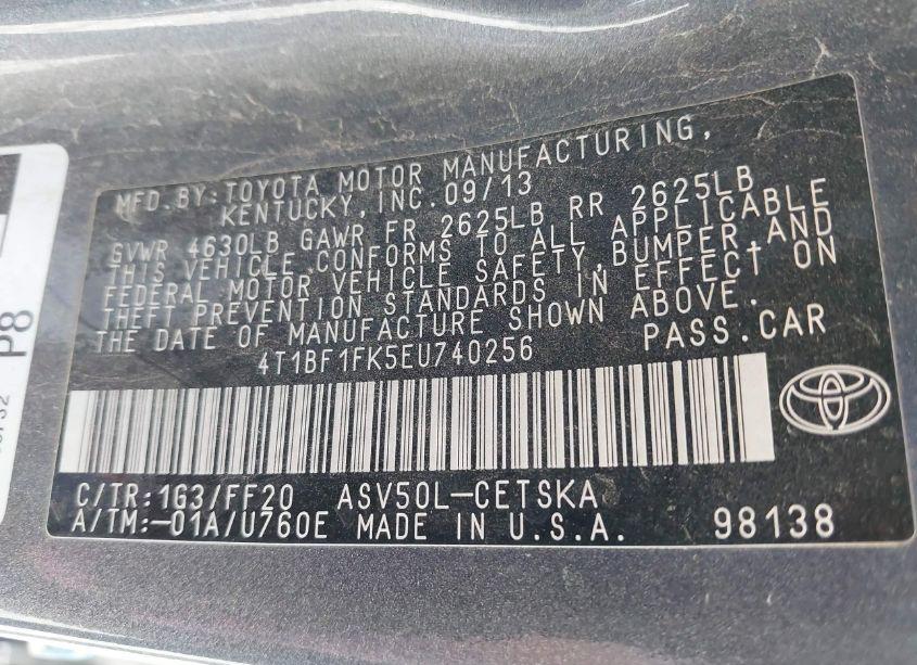 Photo 9 of 2014 Toyota Camry SE SPORT (VIN 4T1BF1FK5EU740256)