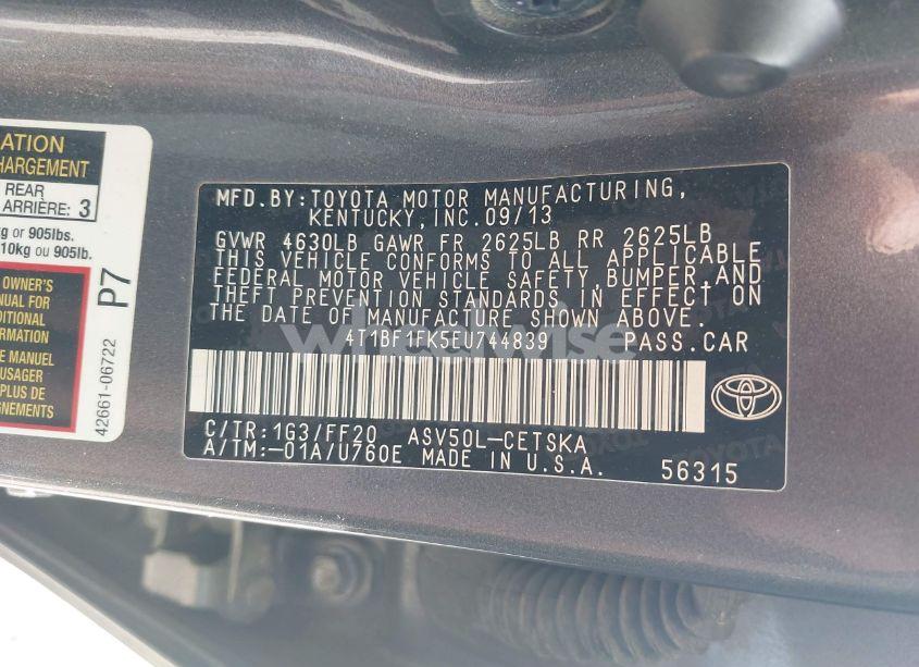Photo 9 of 2014 Toyota Camry SE (VIN 4T1BF1FK5EU744839)