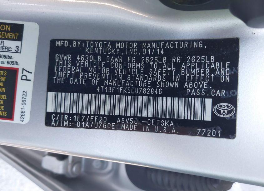 Photo 9 of 2014 Toyota Camry SE (VIN 4T1BF1FK5EU782846)