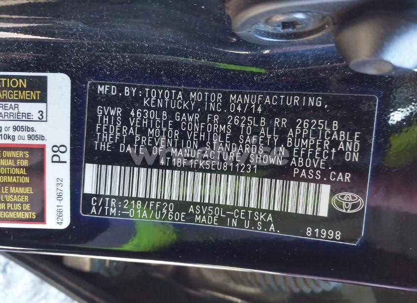 Photo 9 of 2014 Toyota Camry SE SPORT (VIN 4T1BF1FK5EU811231)