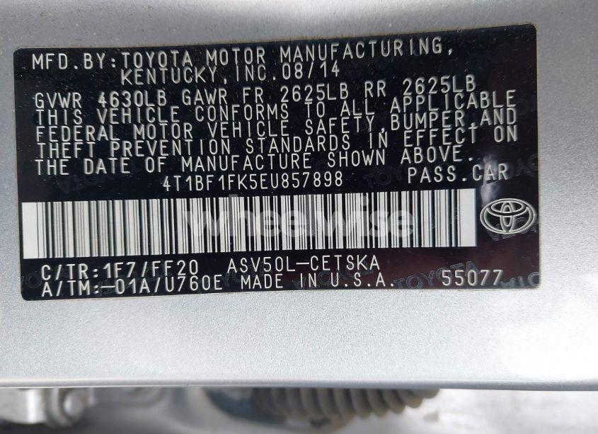 Photo 9 of 2014 Toyota Camry SE (VIN 4T1BF1FK5EU857898)