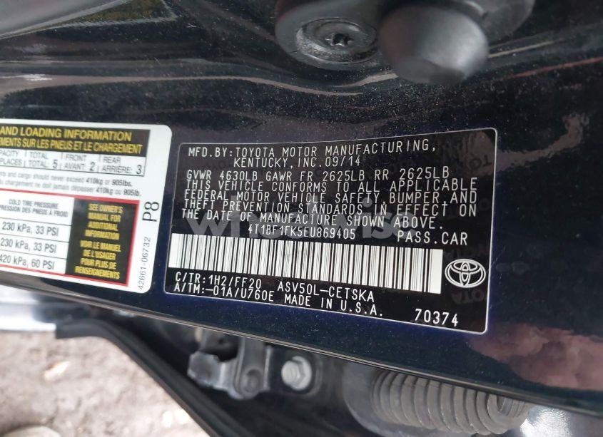 Photo 9 of 2014 Toyota Camry SE SPORT (VIN 4T1BF1FK5EU869405)