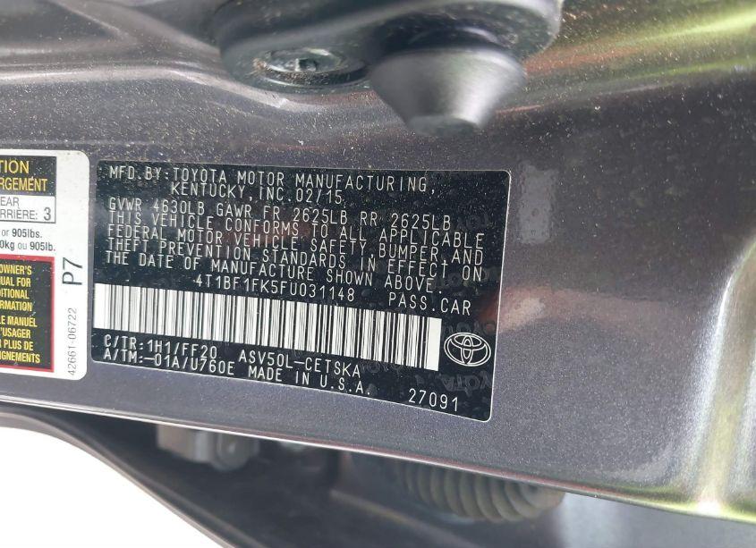 Photo 9 of 2015 Toyota Camry SE (VIN 4T1BF1FK5FU031148)