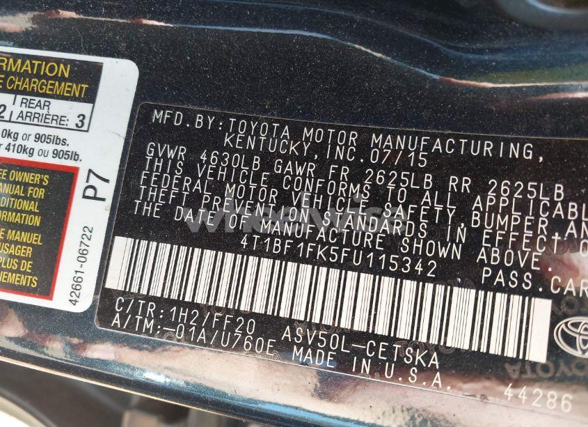 Photo 9 of 2015 Toyota Camry SE (VIN 4T1BF1FK5FU115342)