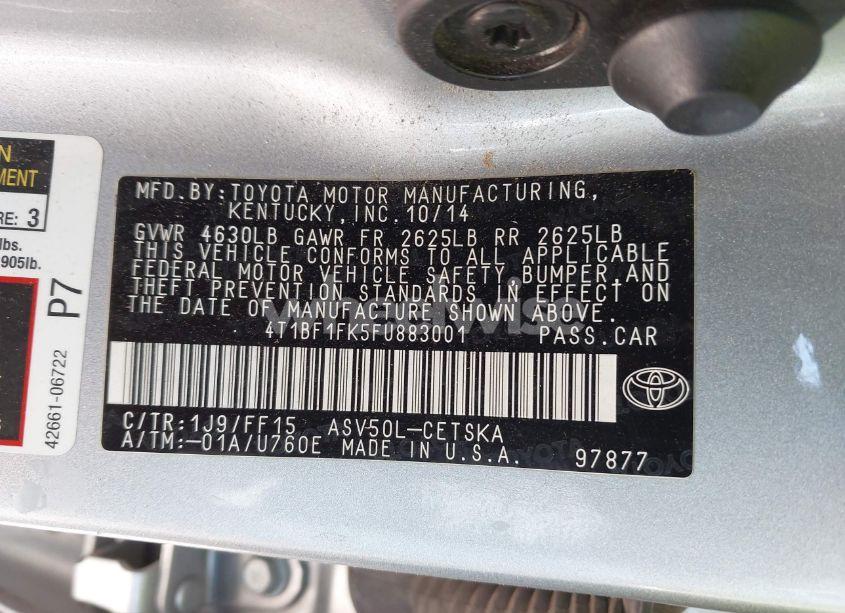 Photo 9 of 2015 Toyota Camry SE (VIN 4T1BF1FK5FU883001)