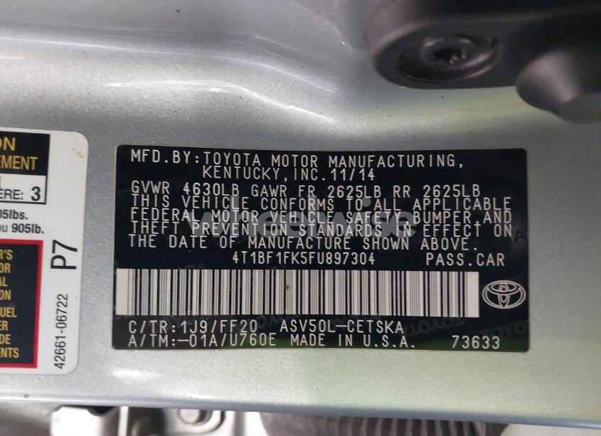 Photo 9 of 2015 Toyota Camry SE (VIN 4T1BF1FK5FU897304)