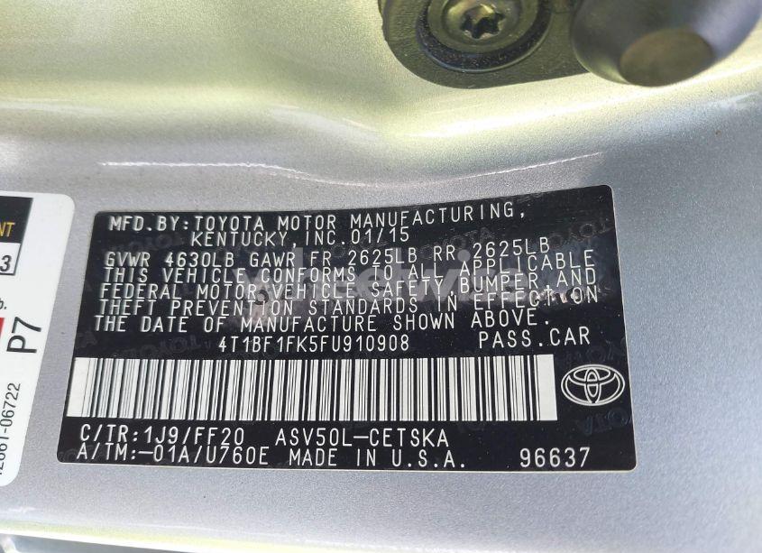 Photo 9 of 2015 Toyota Camry SE (VIN 4T1BF1FK5FU910908)