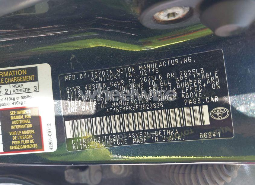 Photo 9 of 2015 Toyota Camry LE (VIN 4T1BF1FK5FU923836)