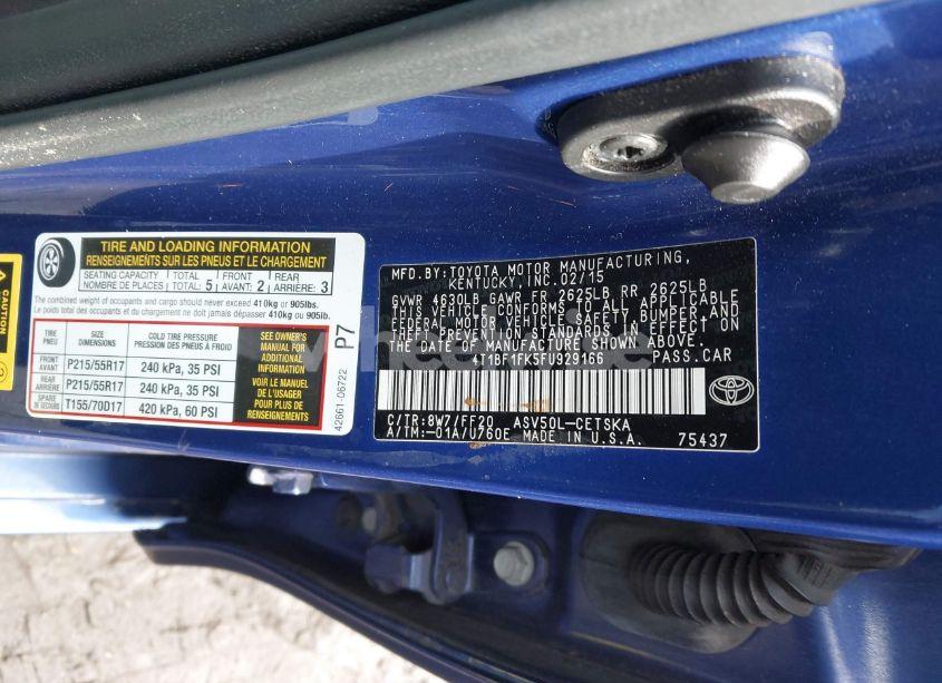 Photo 9 of 2015 Toyota Camry SE (VIN 4T1BF1FK5FU929166)