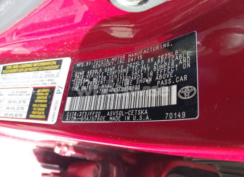 Photo 9 of 2015 Toyota Camry SE (VIN 4T1BF1FK5FU956903)