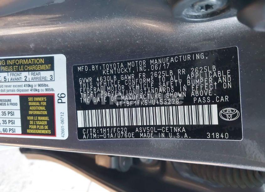 Photo 9 of 2017 Toyota Camry LE (VIN 4T1BF1FK5HU453228)