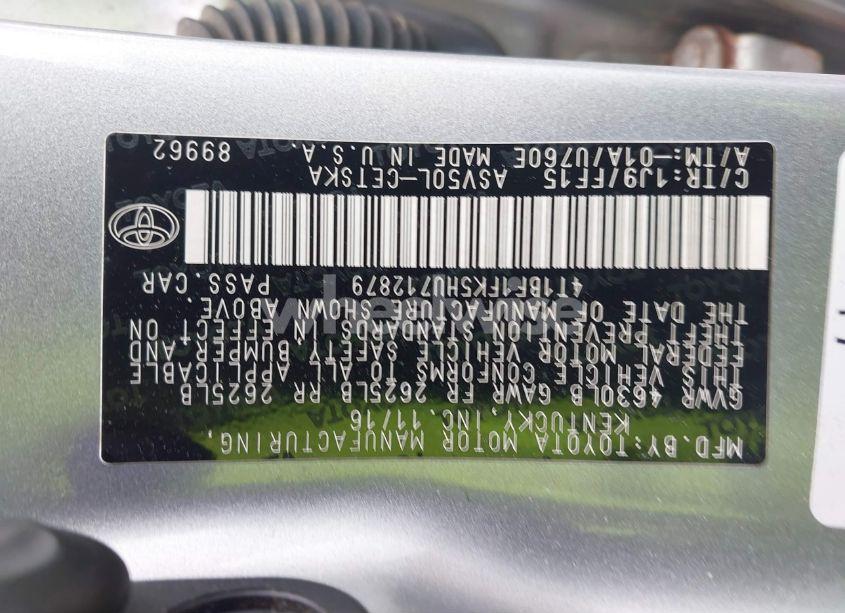 Photo 9 of 2017 Toyota Camry SE (VIN 4T1BF1FK5HU712879)