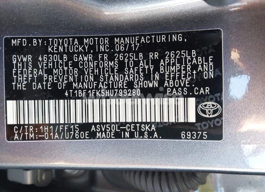 Photo 9 of 2017 Toyota Camry SE (VIN 4T1BF1FK5HU799280)