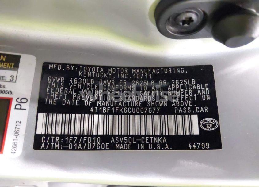 Photo 9 of 2012 Toyota Camry LE (VIN 4T1BF1FK6CU007677)