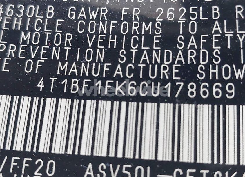 Photo 9 of 2012 Toyota Camry SE (VIN 4T1BF1FK6CU178669)