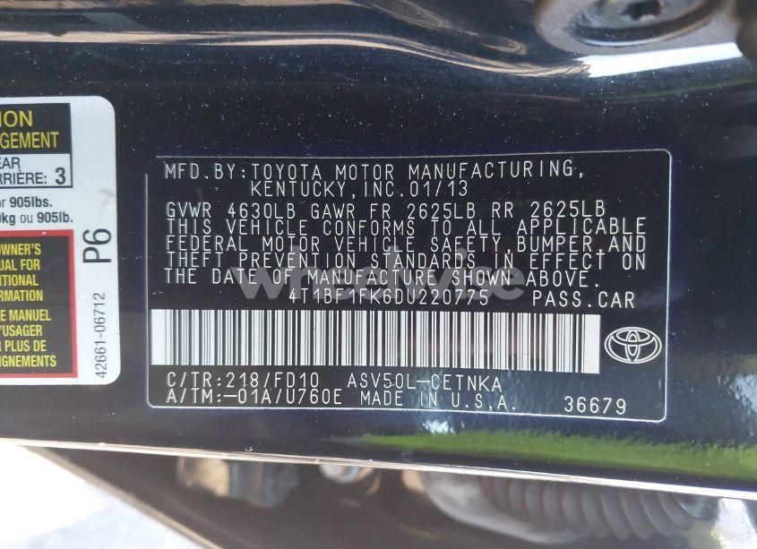 Photo 9 of 2013 Toyota Camry LE (VIN 4T1BF1FK6DU220775)