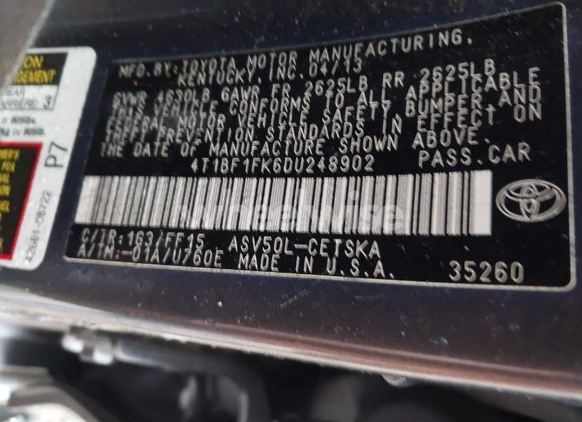 Photo 9 of 2013 Toyota Camry SE (VIN 4T1BF1FK6DU248902)