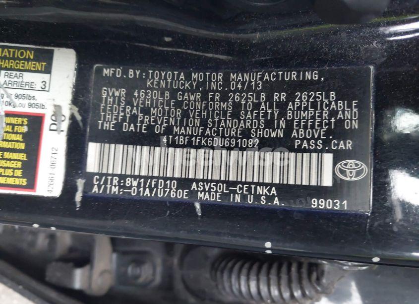 Photo 9 of 2013 Toyota Camry LE (VIN 4T1BF1FK6DU691082)