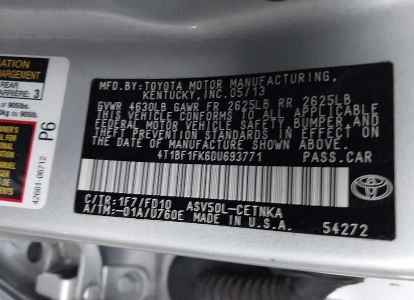 Photo 9 of 2013 Toyota Camry LE (VIN 4T1BF1FK6DU693771)