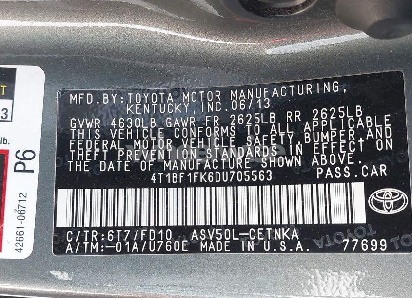 Photo 9 of 2013 Toyota Camry LE (VIN 4T1BF1FK6DU705563)