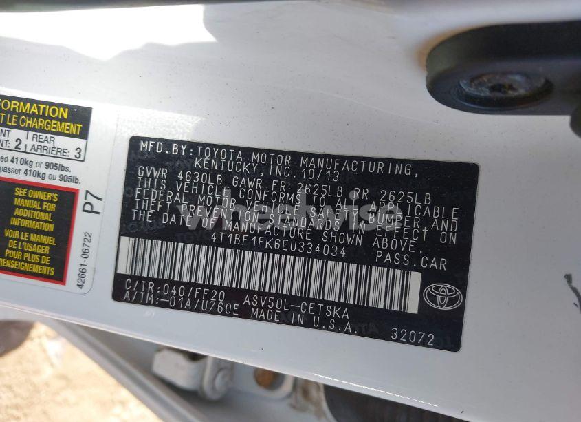 Photo 9 of 2014 Toyota Camry SE (VIN 4T1BF1FK6EU334034)